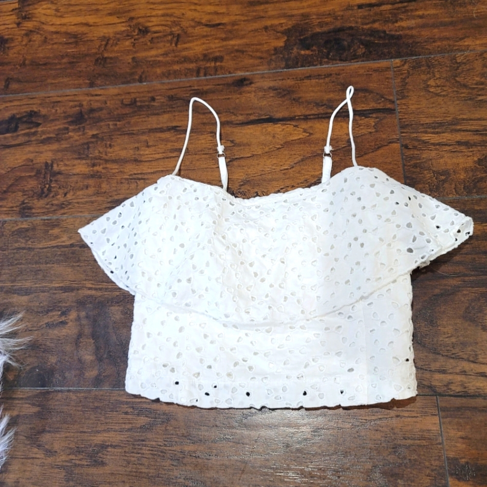 Hollister white eyelet crop top